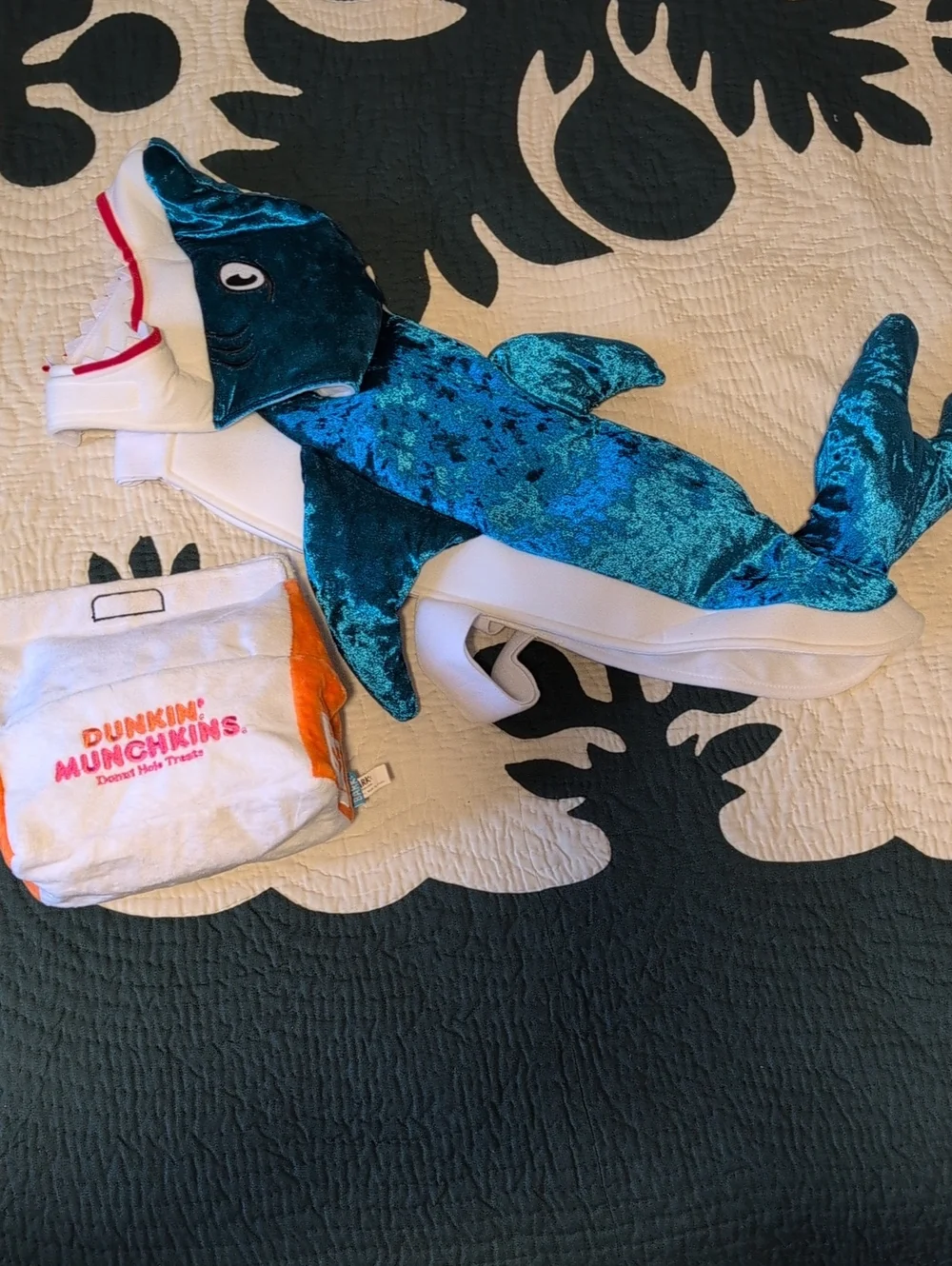 Dog Shark Costume Size Large & Dunkin Munchies Bag (Bundle Of 2)